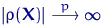 $\lvert\rho({\mathbf X})\rvert \buildrel {p} \over \longrightarrow \infty$